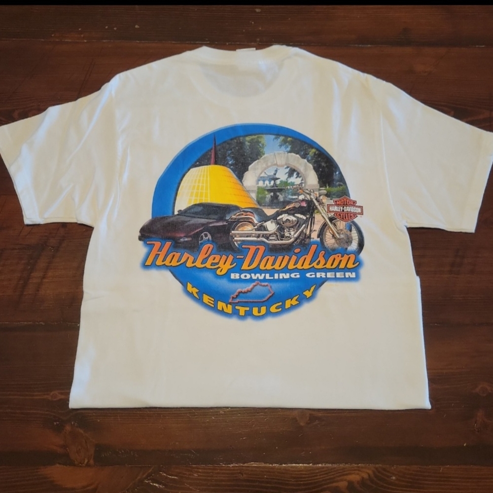 Harley-Davidson White Tee with Patriotic Graphic Bowling Green